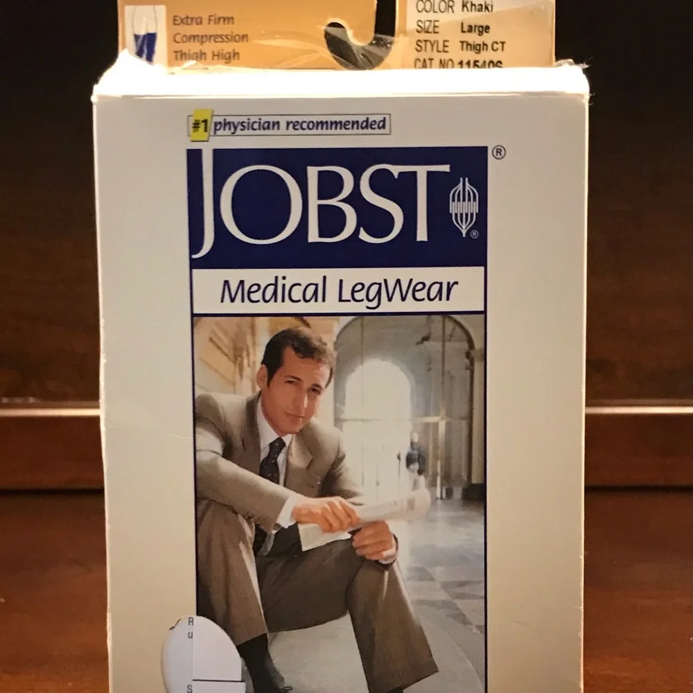 Jobst Medical Legwear for 30-40 mmHG Men Thigh High Khaki Size Large Vintage